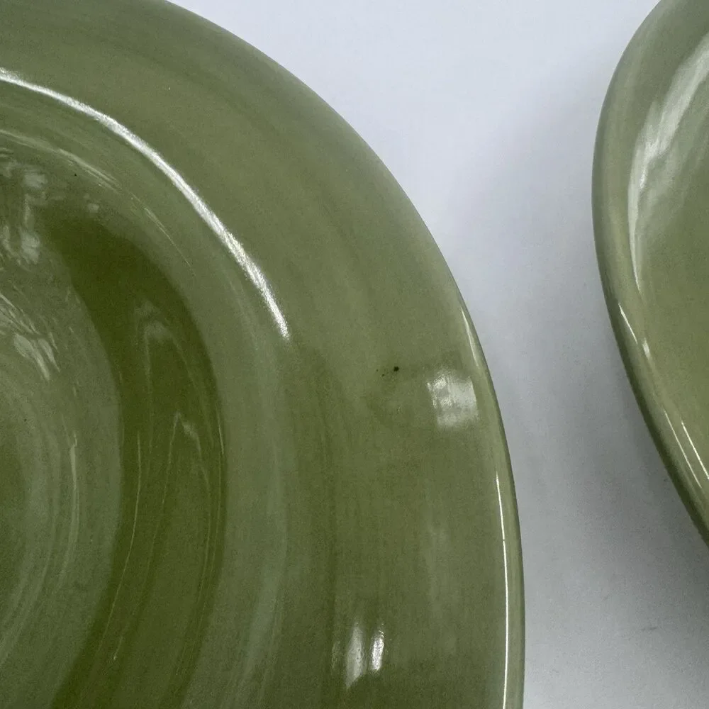 2 Pottery Barn SAUSALITO Green Wide Rimmed Bowl 10 Inch Soup Pasta Fast Shipping